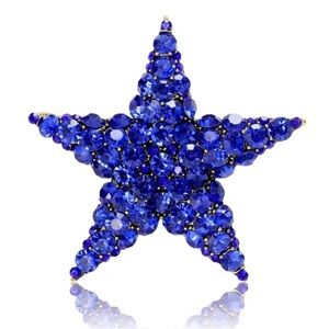 Blue Crystal Star Brooch